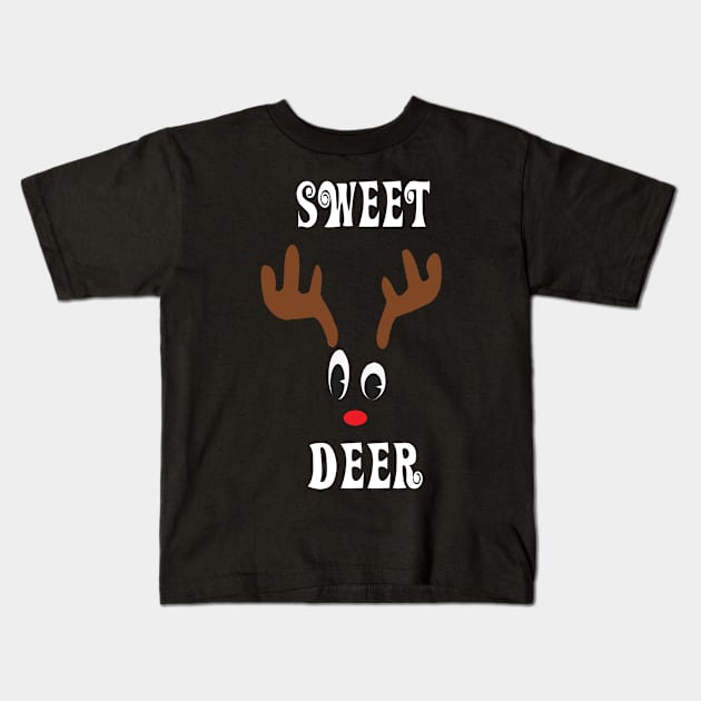 Sweet Reindeer Deer Red nosed Christmas Deer Hunting Hobbies Interests Kids T-Shirt by familycuteycom